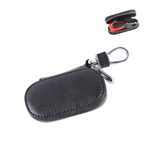 Borsa portachiavi universale en pura pelle di mucca con cerniera appesa alla vita (non inclus la chiave), sac porte-clés noir