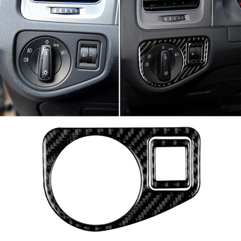 Adhésif décoratif pour panneaux d'interruption en fibre de carbone pour voiture pour Volkswagen Golf 7 2013-2017, guide vers l'avant, panneau de commutateur de phares