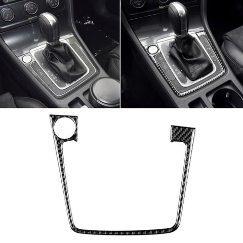 Adhésif décoratif pour panneau de position du changement de vitesse en fibre de carbone pour voiture pour Volkswagen Golf 7 2013-2017, avec panneau de position de vitesse et d'arrêt, guide vers le haut, panneau de position de vitesse