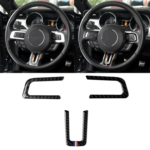 Autocollant décoratif pour volant en fibre de carbone couleur USA pour voiture pour Ford Mustang 2015-2017, volant