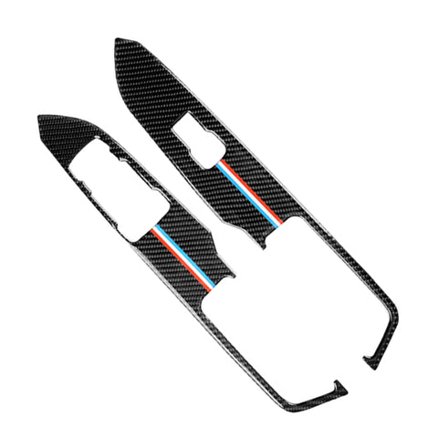 Adhésif décoratif pour panneaux d'alzacristalli en fibre de carbone couleur USA 2 pièces pour Ford Mustang 2015-2017, guide à sinistre, panneau de lève-vitre
