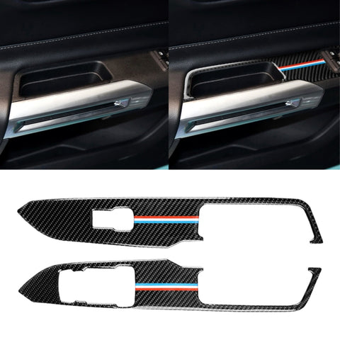 Adhésif décoratif pour panneaux d'alzacristalli en fibre de carbone couleur USA 2 pièces pour Ford Mustang 2015-2017, guide à sinistre, panneau de lève-vitre