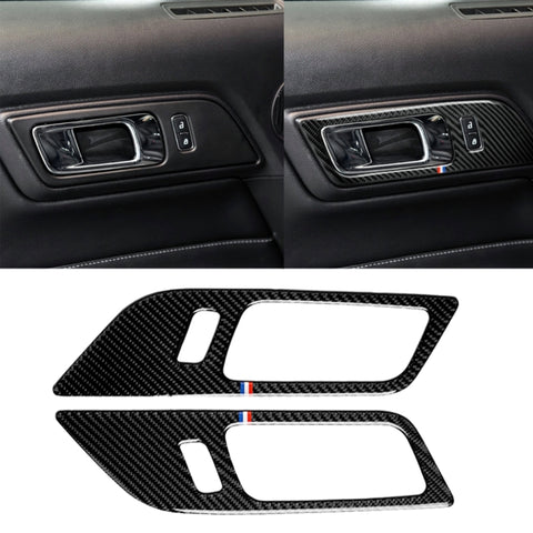 Autocollant décoratif pour poignées intérieures de porte en fibre de carbone couleur USA pour 2 pièces pour Ford Mustang 2015-2017, poignées intérieures de porte