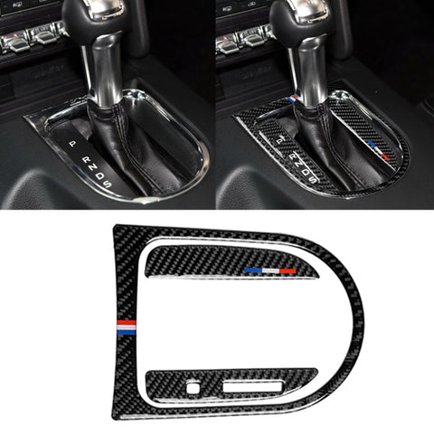 Adesivo decorativo con cornice del pannello del cambio in fibra di carbonio di colore USA da 3 pezzi per Ford Mustang 2015-2017, guida a sinistra, Gearshift Panel Frame