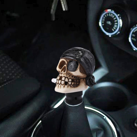 Pomello del cambio automatico manuale a forma di teschio pirata per veicolo universale, Pirate Skull(Black), Pirate Skull(Red), Pirate Skull(White)