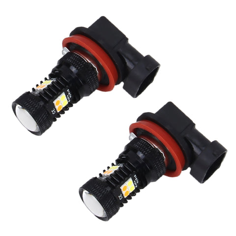 2 pezzi super luminosi H11/H8 DC 12V 5W 350LM fendinebbia per auto con 16 lampadine a LED SMD-3030, luce bianca + gialla, H11/H8 - Novalix Store