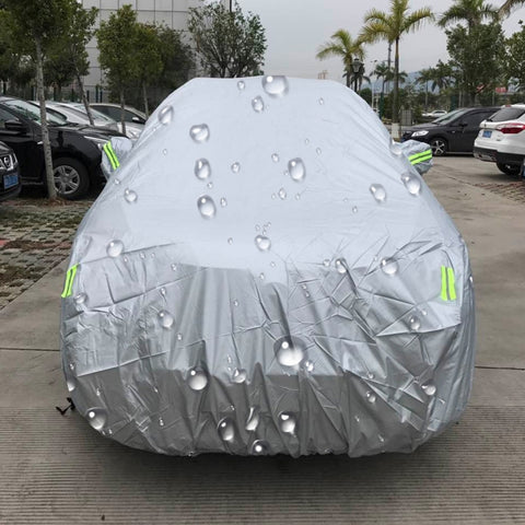 Copriauto SUV PEVA antipolvere impermeabile e resistente al sole con strisce di avvertenza, adatto per auto fino a 5,1 m (199 pollici) di lunghezza, 199inch (XL)