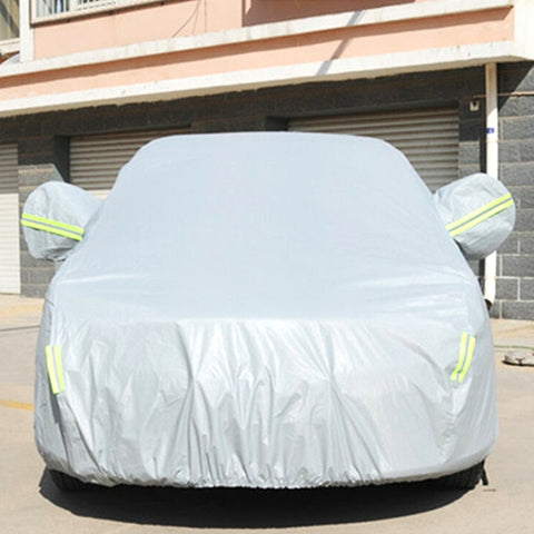 Copriauto per berlina anti-polvere e resistente al sole in PVC con strisce di avvertenza, adatto per auto fino a 4,7 m (183 pollici) di lunghezza, 183inch (L)