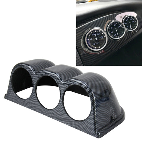 Matériau de levier en carbone universel universel de 60 mm Matériau 3 Triple Auto Car Dash Gauge Meter Support pour pod Cruscotto 3 fori Tazza Misuratore di prestazioni del veicolo Accessoires pour instruments, horizontal