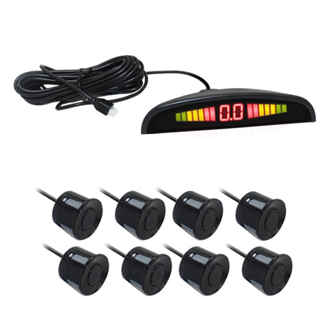 PZ-300-8 Sistema di assistenza per allarme di parcheggio per monitor LED con cicalino di retromarcia per parcheggio con sensori anteriori 4 * 7 m e sensori posteriori 4 * 2,5 m, with 4 Front Sensors and 4 Rear Sensors