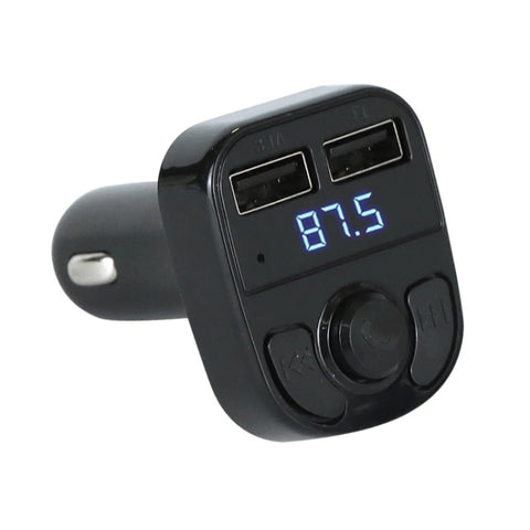 X8 Lettore musicale stereo wireless MP3 per auto Trasmettitore FM completo e frequente Adattatore caricabatteria per auto wireless con doppie porte USB Display digitale Supporto disco U e scheda TF Auricolare wireless per telefono cellulare, X8  3 in 1