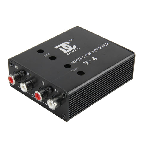 Convertisseur de niveau audio haut-parleur pour voiture VF haut-parleur VF basse 4 modes Convertisseur de voiture automatique de haute à basse impédance Adaptateur haut-parleur à ligne RCA, 4 voies
