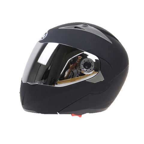 JIEKAI 105 Casco integrale Casco protettivo per moto elettromobile con doppia lente, Taglia: M (Nero opaco + Argento), Size: M