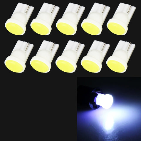 10 PZ T10/W5W/194/501/168 0,4 W 20LM 6500 K COB Lampadine Lampada da lettura per auto Luce d'ingombro, DC 12V, Ice Blue Light, White Light