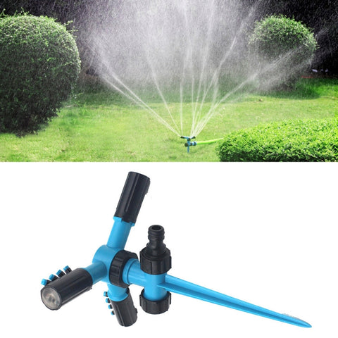 Système d'irrigation du jardin avec irrigateur d'eau pour jardin réglable et rotatif à 360° avec 3 pulvérisateurs à bras et base à point, Arroseur d'eau rotatif à 360° (bleu), Arroseur d'eau rotatif à 360° (vert)
