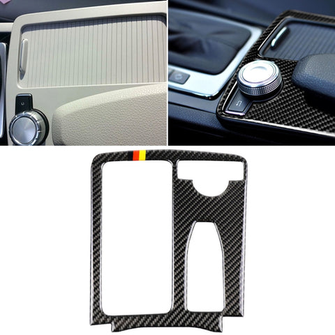 Auto Bandiera Tedesca In Fibra di Carbonio Guida A Destra Posizione del Cambio Pannello Adesivo Decorativo per Mercedes-Benz W204 2007-2013 / W212 2010-2012, Right Drive Gear Position (German Flag)