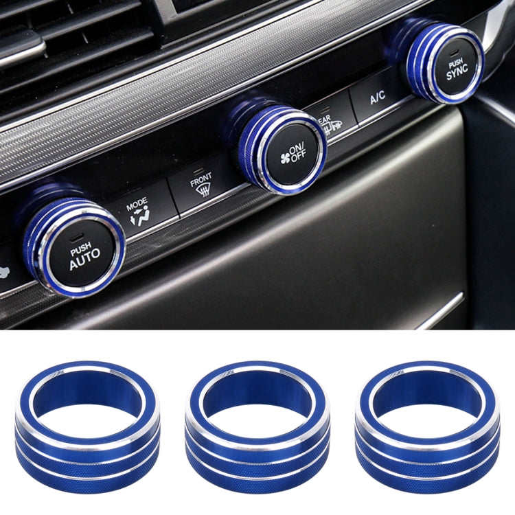 3 PCS Car Aluminum Alloy Air Conditioner Knob Case for Honda Tenth Generation Accord, For Honda Tenth Generation Accord(Blue)                           ...