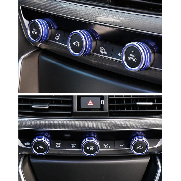 3 PCS Car Aluminum Alloy Air Conditioner Knob Case for Honda Tenth Generation Accord, For Honda Tenth Generation Accord(Blue)                           ...
