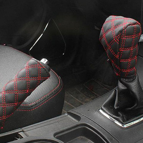 2 pièces de couverture du frein à main pour voiture, pommeau de changement, ensemble de coussins pour le changement de vitesse, couverture pour accessoires de voiture, décoration interne, 2 pièces rouges, 2 pièces rouge blanc