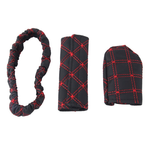 3 pièces de couverture de frein à main pour voiture, levier de changement de vitesse, ensemble de coussins, ensemble de lunettes de rétroviseur, accessoires de couverture pour décoration automobile, tampon interne, 3 pièces rouges, 3 pièces blanches