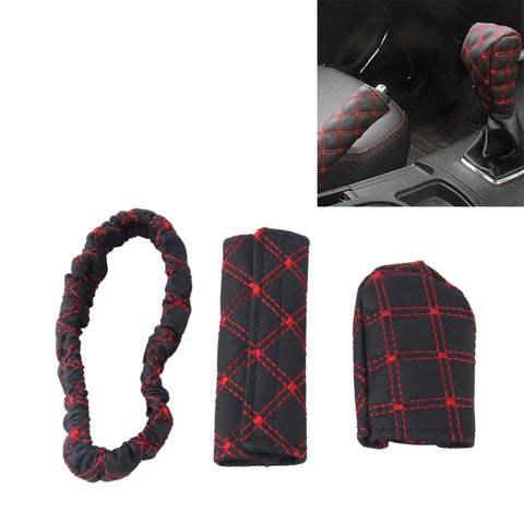 3 pièces de couverture de frein à main pour voiture, levier de changement de vitesse, ensemble de coussins, ensemble de lunettes de rétroviseur, accessoires de couverture pour décoration automobile, tampon interne, 3 pièces rouges, 3 pièces blanches