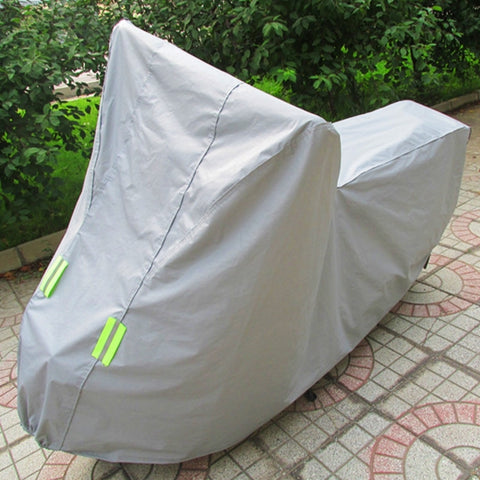 Copertura floccata in pellicola di alluminio per motocicletta impermeabile universale antipolvere e resistente al sole con strisce di avvertenza, adatta per bici fino a 2,3 m (90 pollici) di lunghezza, dimensioni: 232x100x125 cm, XXL: 232x100x125cm