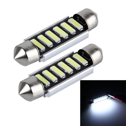 2 PZ 2W 100 LM 6000K 41MM 6 LED SMD-7020 Decodifica porta bicuspide Lampada da lettura per auto Lampada da lettura a LED, DC 12V, Luce bianca, 41MM
