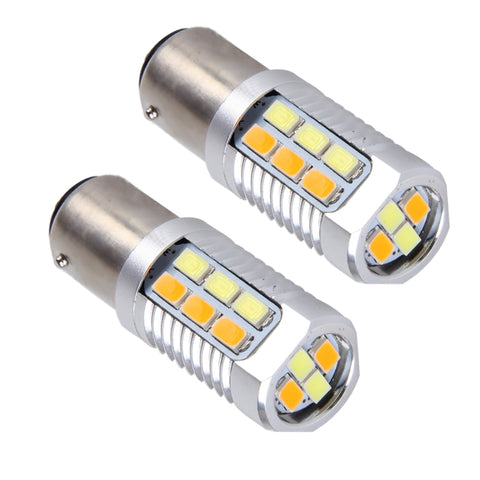 2 PZ 1157/BAY15D 6W 22 SMD-5730-LED Luce bianca + gialla Luce freno Indicatore di direzione, DC 12V, 1157 - Novalix Store