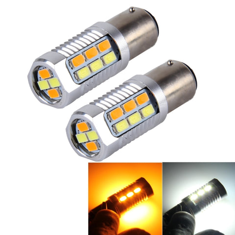 2 PZ 1157/BAY15D 6W 22 SMD-5730-LED Luce bianca + gialla Luce freno Indicatore di direzione, DC 12V, 1157 - Novalix Store