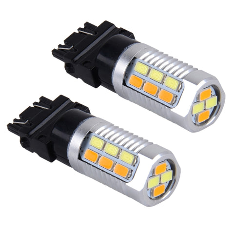 2 PZ T25-3157 6W 22 SMD-5730-LED Luce bianca + gialla Luce freno Indicatore di direzione, DC 12V, T25 - Novalix Store