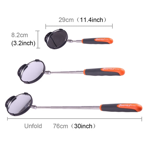 Specchio di ispezione retrattile per telaio auto con 3 luci LED da 5 mm, diametro specchio: 82 mm, lunghezza massima espandibile: 760 mm, Diameter: 82mm, Max Expanding Length: 760mm