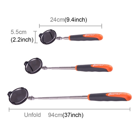 Specchio di ispezione telescopico per telaio auto per veicolo retrattile con 1 luce LED da 5 mm, diametro specchio: 55 mm, lunghezza massima espandibile: 940 mm, Diameter: 55mm, Max Expanding Length: 940mm