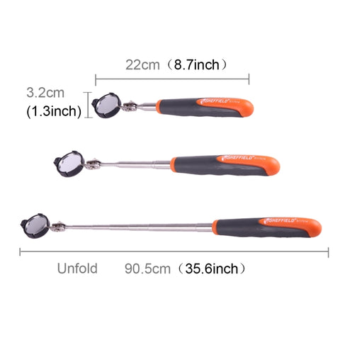 Specchio di ispezione telescopico per telaio auto per veicolo retrattile con 1 luce LED da 3 mm, diametro specchio: 32 mm, lunghezza massima espandibile: 905 mm, Diameter: 32mm, Max Expanding Length: 905mm