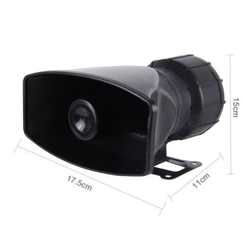 HJS-78005 12V 60W 300dB Allarme elettrico per auto Tromba d'aria Sirena Altoparlante 5 toni sonori/3 toni sonori Super forte con microfono, Lunghezza cavo: 60 cm, HJS-78005