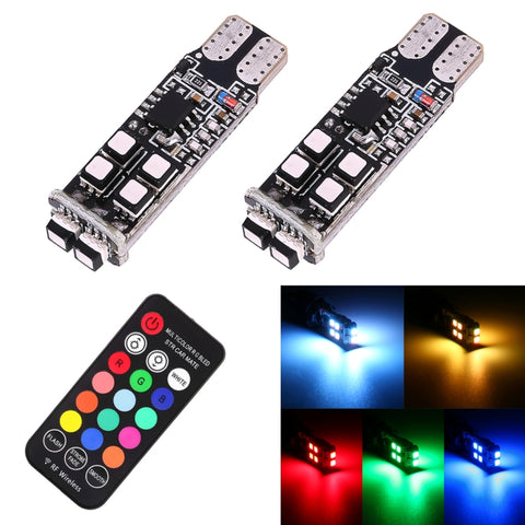 2 pezzi W5W 194 T10 multi colori 10 SMD 3535 LED luce di ingombro per auto con telecomando, DC 12V, 2 PCS SMD 3535 - Novalix Store