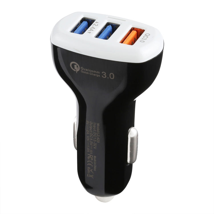 caricabatteria-da-auto-rapido-intelligente-lz-429-qc3-0-2-4a-con-tre-porte-usb-lz-429-black-lz-429-white - immagine 1