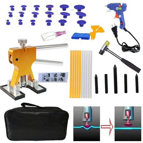 40 in 1 PDR per auto in metallo, estrattore per ammaccature ed estrattore di colla, kit di strumenti per la riparazione di ammaccature senza vernice, con pistola per colla da 20 W, spina americana o europea, 40 in 1 - Novalix Store