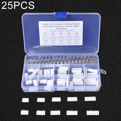 25 Set TJC3 2.5mm XH 5P 6P 7P 8P 9Pin Connettore alloggiamento maschio femmina con crimpature, 25 Sets - Novalix Store