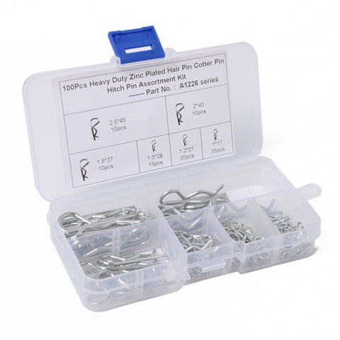 Perno per clip per trattore con coppiglia R zincata résistant de 100 pièces pour auto/barca/garage, 100 PCS