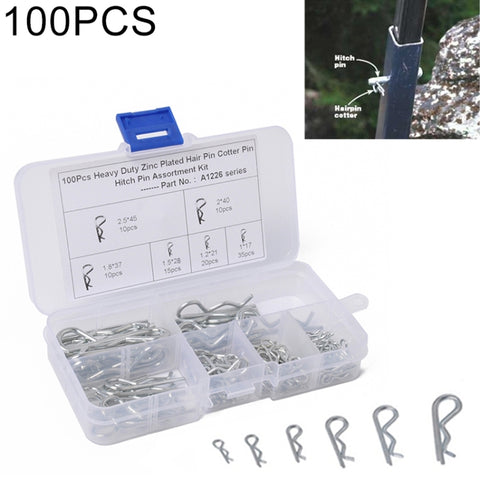 Perno per clip per trattore con coppiglia R zincata résistant de 100 pièces pour auto/barca/garage, 100 PCS