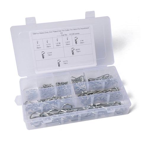 Perno per clip per trattore con coppiglia R zincata résistant de 180 pièces pour auto/barca/garage, 180 PCS