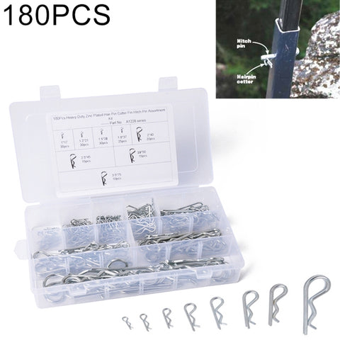 Perno per clip per trattore con coppiglia R zincata résistant de 180 pièces pour auto/barca/garage, 180 PCS