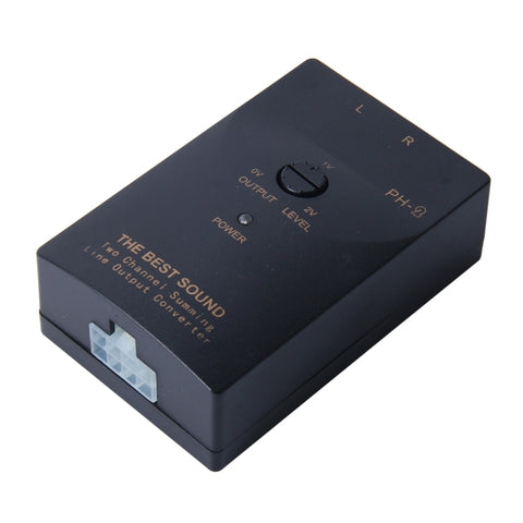 Adaptateur amplificateur convertisseur de haute à basse impédance réglable pour haut-parleur pour voiture avec ligne RCA à 2 canaux réglables, convertisseur d'impédance haute à basse pour haut-parleur de voiture