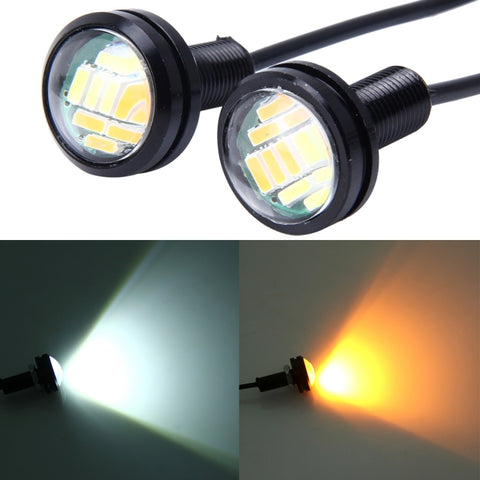 2 pezzi 2 W (luce bianca + gialla) fendinebbia per auto Eagle Eyes, indicatori di direzione con 12 lampade LED SMD-4014, lunghezza cavo DC 12 V: 55 cm, SMD-4014, Eagle Eye Light  12V/2W - Novalix Store