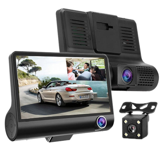 Schermo IPS da 4,0 pollici 5,0 Mega Pixel 170 gradi grandangolare Full HD 1080P 3 canali Video DVR per auto, supporto visione notturna luce di riempimento / retromarcia visiva / scheda TF (32 GB massimo) / sensore G / rilevamento movimento, 170 Degrees