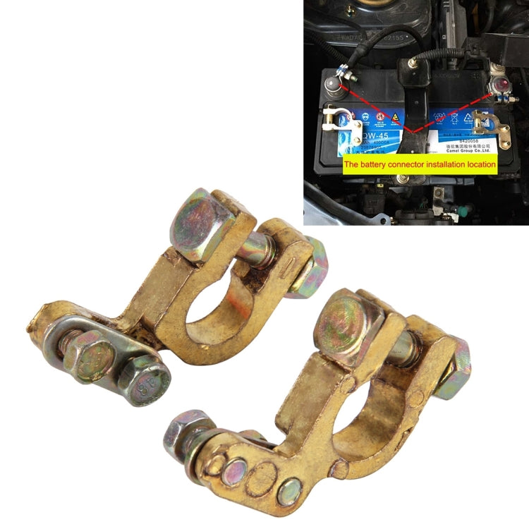 Brass Car Battery Connector Terminals - 2 Pack Clamps