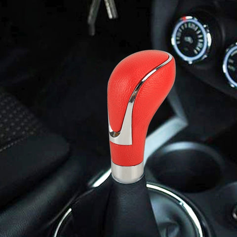 Pommeau de changement universel en peau PU et métal pour voiture. Pommeau de levier de changement de vitesse pour modification automatique, Pommeau de levier de vitesse (rouge), Pommeau de levier de vitesse 2
