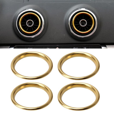 4 pièces Anelli decorativi per prese d'aria in lega di alluminio Presa d'aria Cromata Anello di rivestimento Cruscotto per auto Prese d'aria Copertura Decorazione adhésive pour Audi A3, pour Audi A3