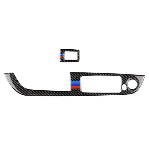 Panneaux pour alzacristalli en fibre de carbone pour voiture sans chiave pieghevole Adesivo décoratif à trois couleurs pour BMW Z4 avec guide a sinistra 2009-2015, autocollant de panneau de lève-vitre (bleu rouge)