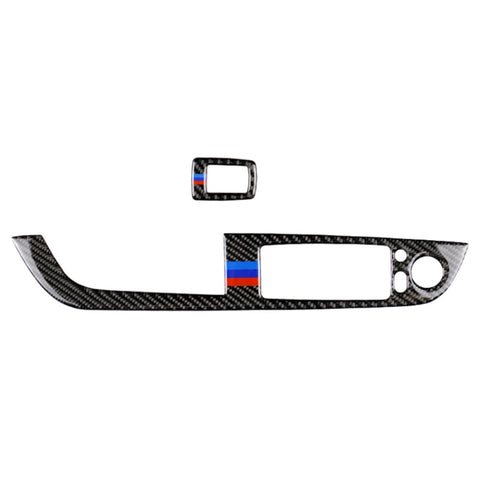Panneau de levage en fibre de carbone pour voiture avec clé pliante, adhésif décoratif en trois couleurs pour BMW Z4 2009-2015, adapté au guide de voiture, panneau de lève-vitre avec clé pliante (bleu rouge)